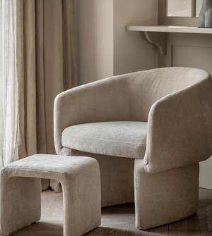 Curved Accent Chair and Footstool