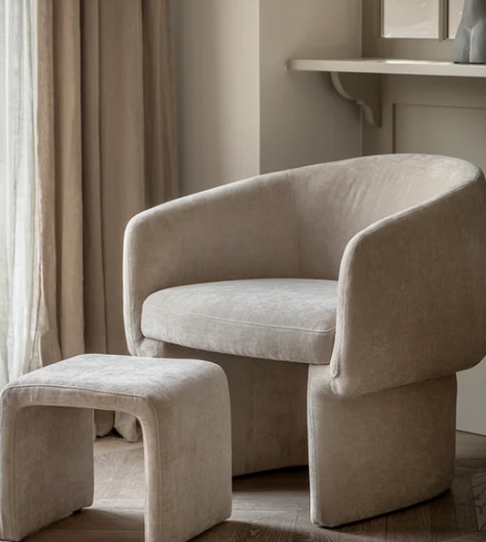 Curved Accent Chair and Footstool