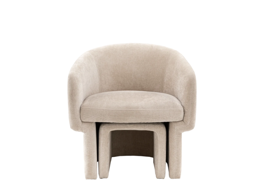 Curved Accent Chair and Footstool