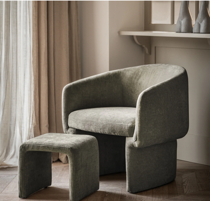 Curved Accent Chair and Footstool