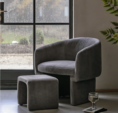 Curved Accent Chair and Footstool